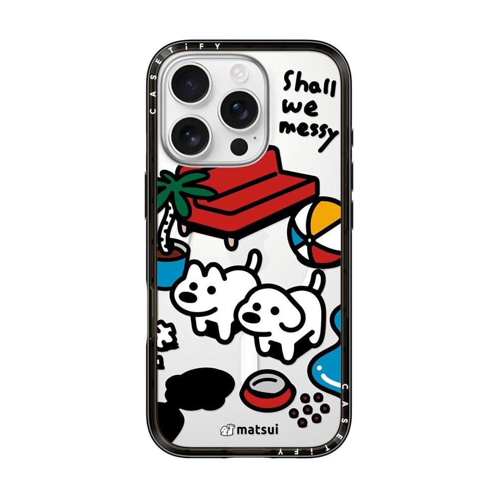 CASETiFY コンパクト iPhone 16 Pro ケース [MagSafe対応/薄型 軽量/耐衝撃] - matsui - Shall we messy - ブラック