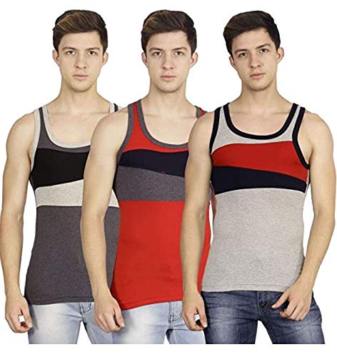 Image of GenX Men's Regular Fit Gym Vest GV 7717 3PC 80CM Multicolor