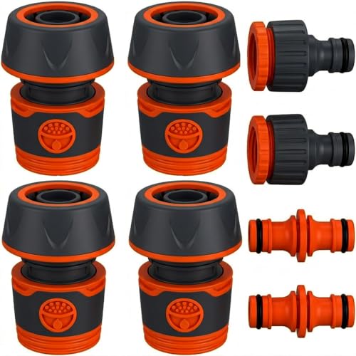 8 Pièces Raccord Tuyau d’Arrosage 19mm, 4 Raccords + 2 Nez de Robinet + 2 Raccords Doubles, Raccord de Tuyau 3/4 Pouce pour Arrosage Jardin, Tuyaux et Lavage de Voiture