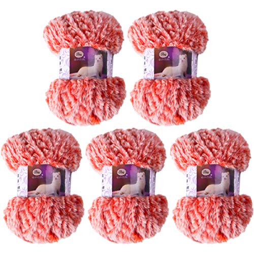 5 Pack Of Soild Wool Fur Fluffy Plush Thick Knitting Yarn Supper Soft Fur Crochet Yarn For Diy Knitting Scarf Coat Gloves Hat Rugs Clothes Knitting Projects 250G #TOP16