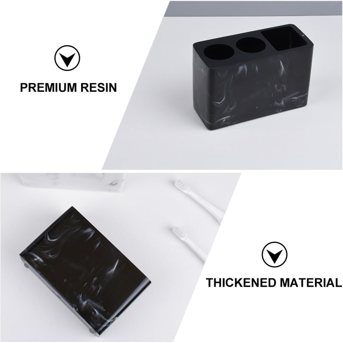 ibasenice Portacepillos de Dientes de Resina Negro Diseño Elegante para Baño, Soporte para Pasta de Dientes y Almacenamiento, Mantiene Limpio y Organizado el Tocador