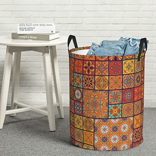 Group Of Moroccan Geometric Printed Large Laundry Basket With Sturdy Handles Storage Basket Clothes Hamper Laundry Bin For Laundry Dorm Family #TOP7