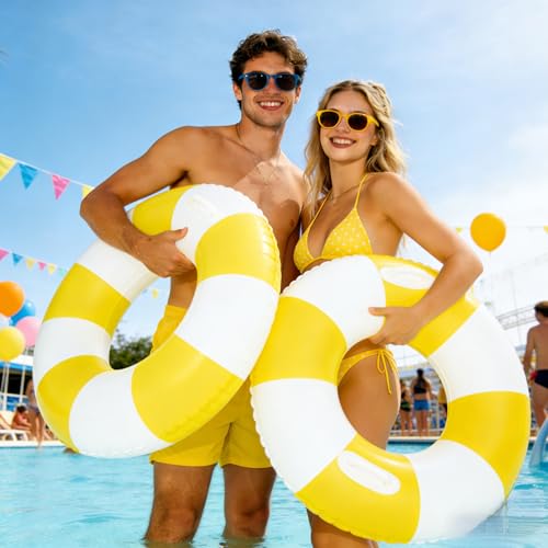 Image of 2 PCS Inflatable Pool Floats for Swimming Pool Party Lake Beach Adults - Floaties Pool Tubes Swim Rings Tubes Floaties for Beach Pool Party Decorations