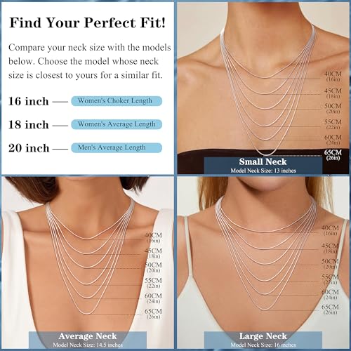 LOLIAS 925 Sterling Silver Chains for Women 1.5MM Snake Necklace Chain Dainty Long Silver Chain Necklace for Women Men Shine Jewelry Gifts 50CM - Image 6