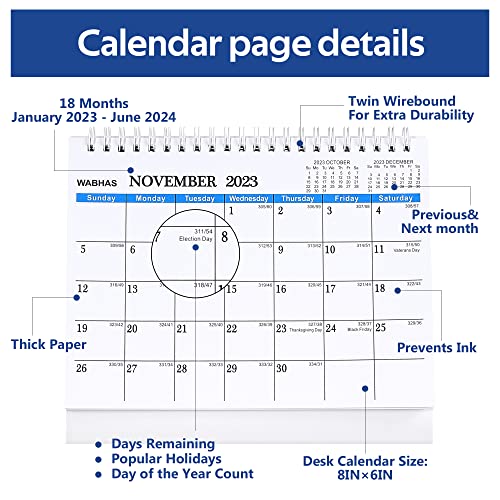 2023 Calendar-Desk Calendar 2023(8X6",18 Months) Small Desk Calendar 2023-2024-January 2023 To June 2024,2023 Desk Calendar To Do List For Offices,Schools,Home's Desk Accessories(Free Mini Calendar) #TOP3