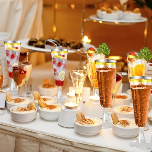 image for SUREHOME Gold Champagne Flutes Plastic Champagne Glasses Disposable 40