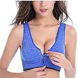 Women's Zip Front Sports Bra Wireless Post-Surgery Bra Active Yoga Sports Bras