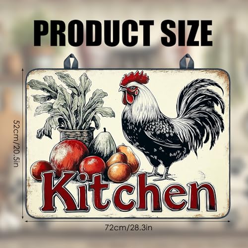 Image of Nuxovilar Vintage Kitchen Stove Cover Diatom Mud 20.47x28.34 In | Glass Protector Countertop Mat Counter Saver Cooktop Cover Family Living Space Cooking Room (Vintage Kitchen)