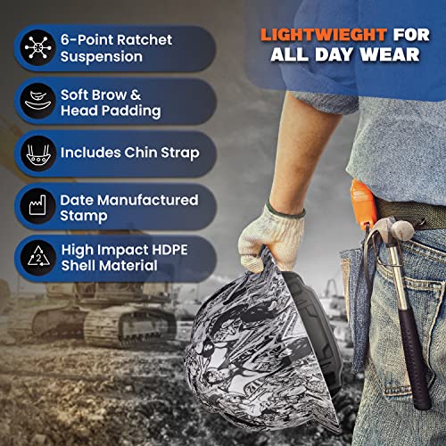 Acerpal Full Brim Hard Hat Osha Construction Work Approved Safety Helmet, Money And Honeys, Tattoo And Babes Custom Design Hard Hats, Cascos De Construccion, 6 Point Adjustable Ratchet Suspension #TOP2