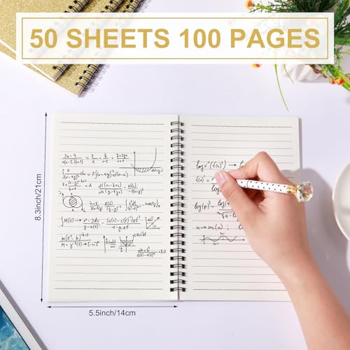 Image of Yahenda 6 Pcs Spiral Notebooks,1 Subject,Wide Ruled, Glitter Gold