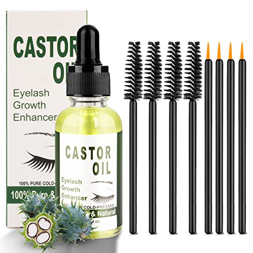 Rizinusöl 100% Rein, Natürlich Rizinus Öl Kaltgepresst -Haaröl für Haarwachstum, Natürlich Serum für Wimpern, Augenbrauen, Bart, Nägel,Haut | Bio 30ml Castor Oil mit Glasflasche +Pipette, Cruelty Free Cover