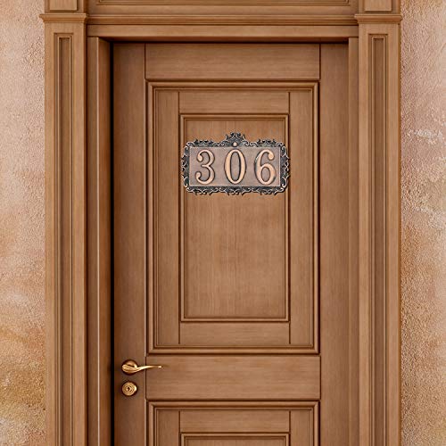 XILETU House Number Metal Address Plaque House Number Sign Antique Copper, Bronze, Personalized Sign for House, Apartment, Office, Garden Decorative, Public Facilitiesy (Lace)