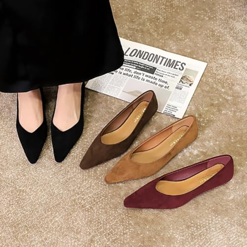 Niction Suede Flats for Women Trendy Pointed Toe Flat Shoes Cute Fall Mary Jane Ballet Flats Shoes Casual Comfortable Dressy Work Flat 20252