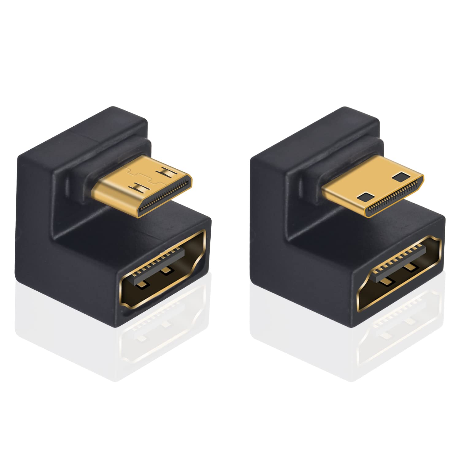 QIANRENON Adattatore HDMI A Mini HDMI 8K - 2 Pezzi, Convertitore UHD 2.1, 48 Gbps, Con LED, Placcato Oro