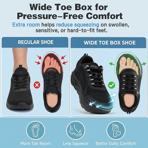 Image of OrthoComfoot Men's Orthopedic Diabetic Wide Walking Shoes: Comfortable Plantar Fasciitis Fashion Sneakers with Arch Support for Swollen, Casual Hammer Toes Shoes for Foot and Heel Pain Relief