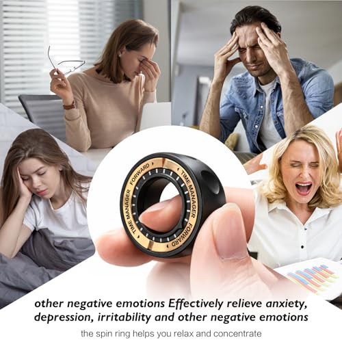 Image of Upgraded Fidget Spinner for Stress Relief Magnetic Fidget Ring Toy with Mechanical Sound Sensory Stress Toys Anxiety EDC Relief Slider Tool Figette for Adults & Teens,Kids,Black
