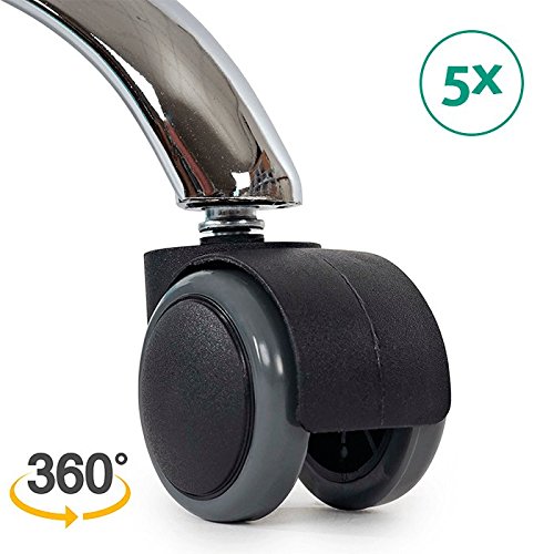 Set Di 5 Ruote In Gomma Per Sedia Da Ufficio, Diametro 50 Mm, Per Parquet E Pavimenti Delicati - 3