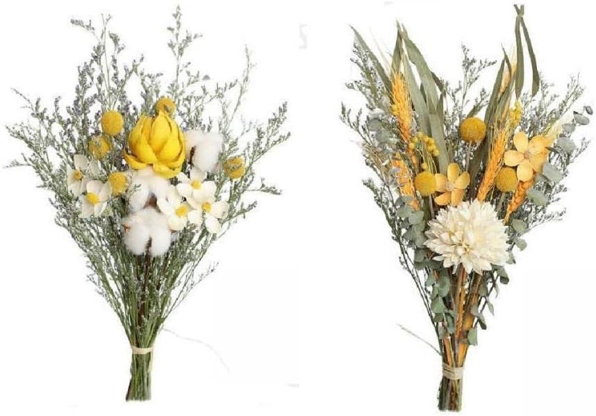 造花ガーランド植物の花、2 x 美しい天然ドライブーケ ローズプラントバンチ ホームウェディングアレンジメント