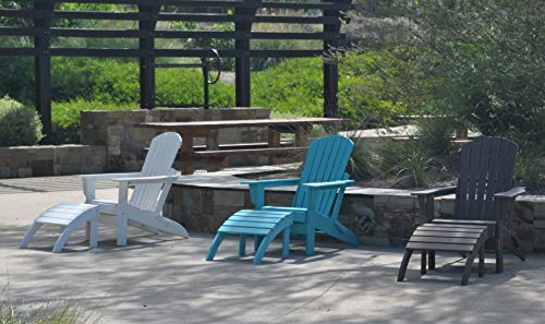 Polyteak Outdoor Ottoman, Real Wood Look, All-Weather Outdoor Patio Foot Stool, Outdoor Firepit Foot Rest For Adirondack Chairs (White) #TOP1