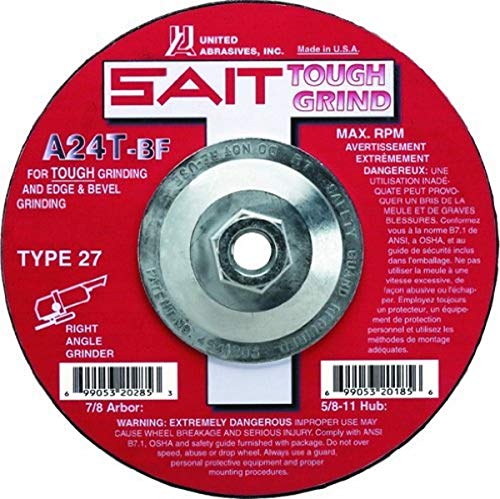 United Abrasives- SAIT 20195 Type 27 Grinding Wheel A24T, 9-Inch by 1/4-Inch by 5/8-11-Inch, 10-Pack