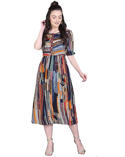 DHRUVI TRENDZ Women Rayon Casual Wear Western Maxi Dress Gown for Girl/Women/Ladies