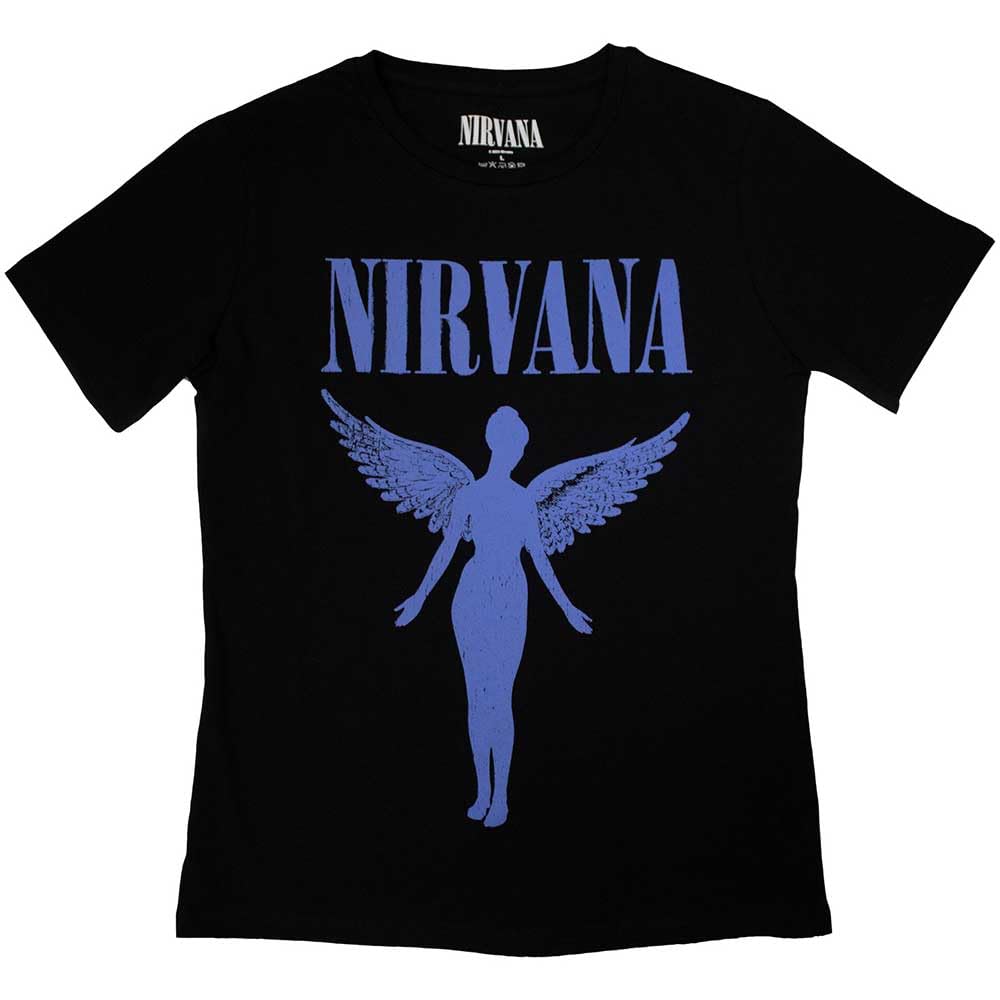 Ladies Nirvana Angelic Blue Mono Official Tee T-Shirt Womens Girls (Small)