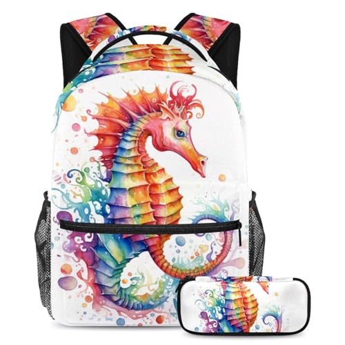 Art coloré hippocampe 40 ensemble sac à dos grand volume stylé
