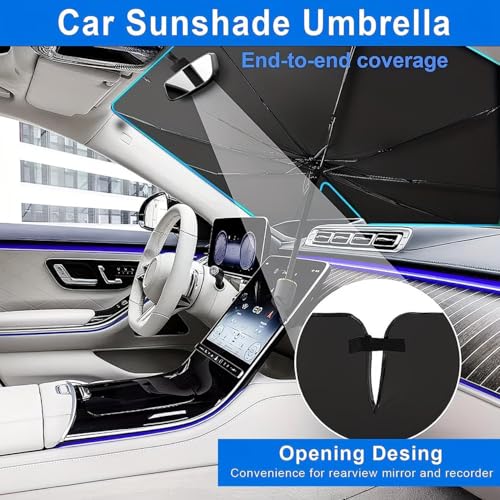Image of Round Car Windshield Sun Shade - Foldable UV Protection Front Window Sun Shield | Reflective Heat Resistant Sun Visor | Universal Fit for Most Vehicles