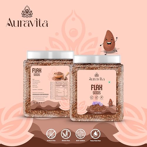 Image of Auravita Premium Flax Seeds 1KG | Natural Raw Flax seeds for Eating High Dietary Fiber Alsi Seeds Rich in Magnesium