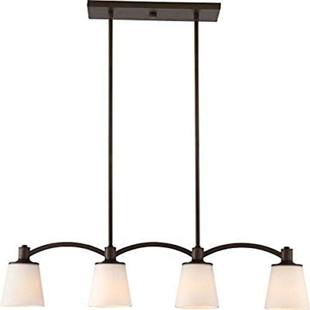 Nuvo Lighting Laguna 4-Light Island Pendant - Aged Bronze Finish, White Glass Shades, 60W Max Per Bulb (A19), 46" H X 33" W