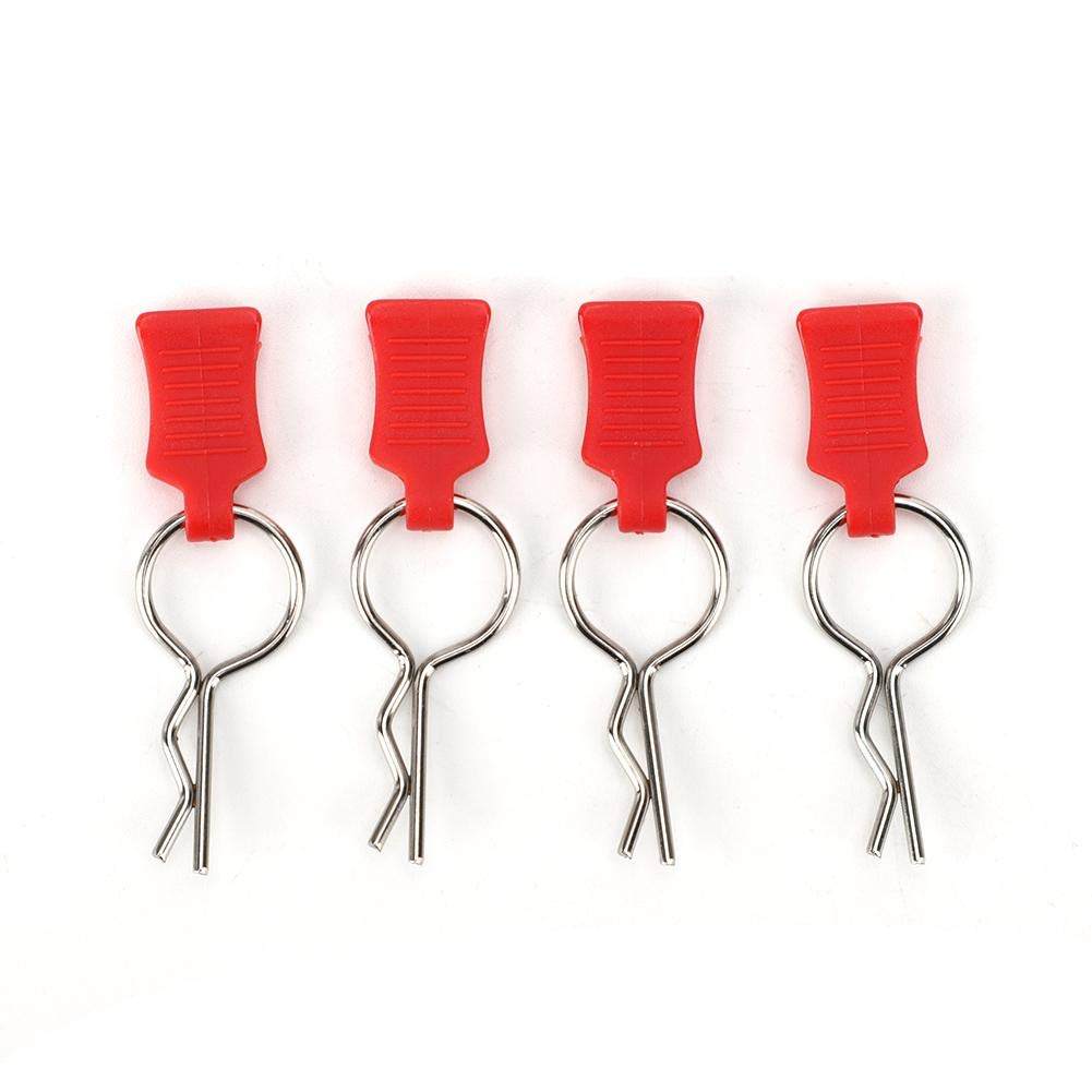 Body Shell Clip Pin, RC Car Body Shell Clipl Aluminum alloy&Steel 1/5 1/8 Scale RC Car Body Shell Clip Pin + Fixing Bracket Set RC Parts Truck Buggy Shell (Red)