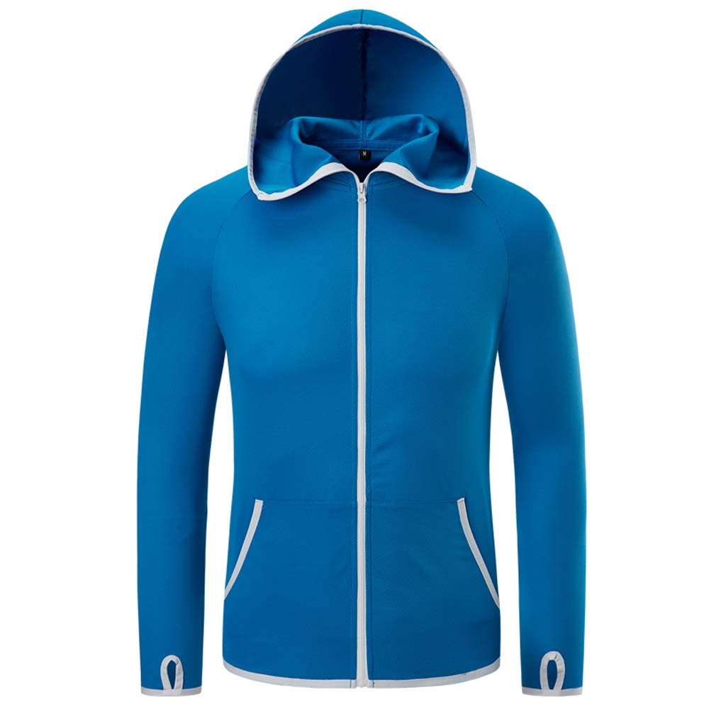Volwassan Men's Lightweight Running Jacket with Hood Breathable Cycling Jacket Plus Size Soft Fishing Jacket Softshell Hooded