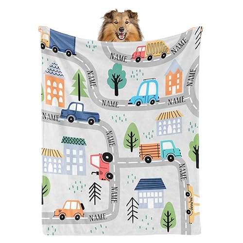 Custom Cartoon Blankets with Public Road Personalized Name Blankets for Kids Customized Baby Blanket for Home Decoration Bed Couch Soft Throw Blanket for Birthday Christmas