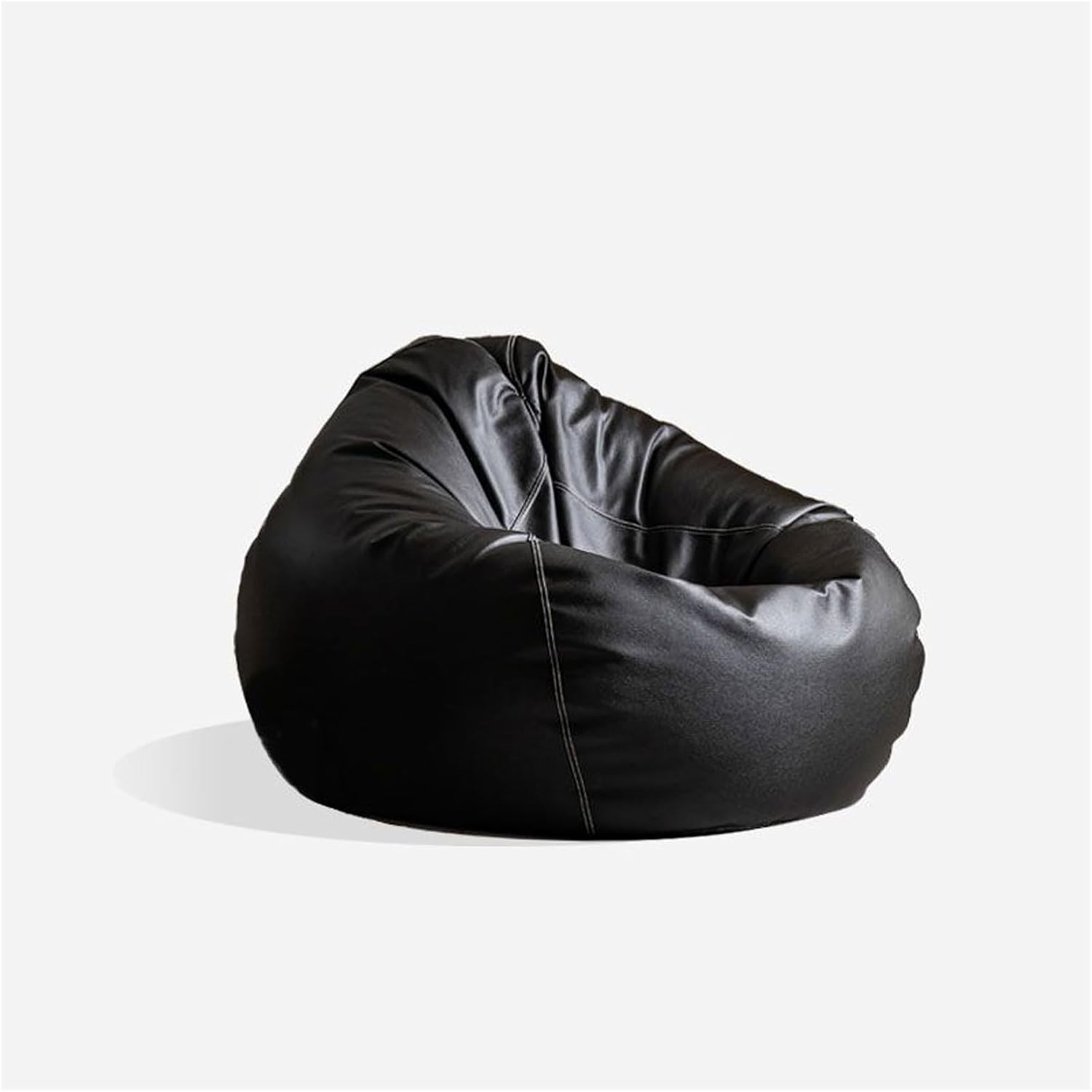 Waterproof Faux Leather Bean Bag Cover Washable Pouf Cover for Floor Seating, DIY Filler Lazy Chair Sofa Living Room Dorm Furniture(Black)