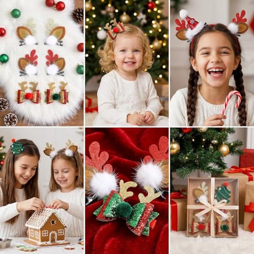 Set de 8 Pinzas Navideñas para Cabello miniatura 4