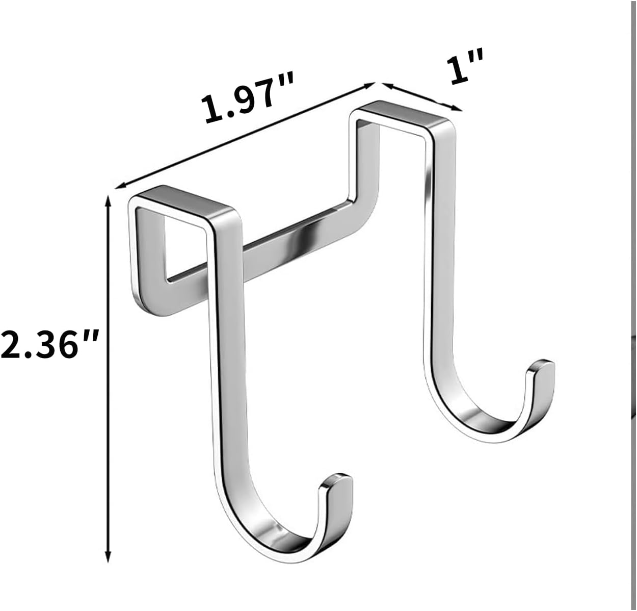 (5PCS) Doors with Hooks at the Back not exceeding 1 inch in Thickness. Stainless Steel Hooks do not Require Installation and can be Used for wardrobes/bedrooms/Storage Rooms/Doors (Silver)
