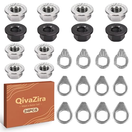 QivaZira 24 Pcs Bike Axle Nut and Washer Kit M8