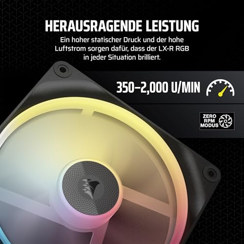 CORSAIR iCUE LINK LX140-R RGB 140mm PWM-Umkehrlüfter – Doppelter Lüftersatz – Geräuscharm, CORSAIR Magnetische Kuppellagerung… – Ansicht 6
