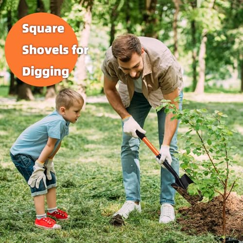 Small Square Shovel 43.3Inches Heavy Duty Garden Tools with Metal Handle, Small Transfer Spade for Digging Camping Car Beach Shovel, Orange - Image 7