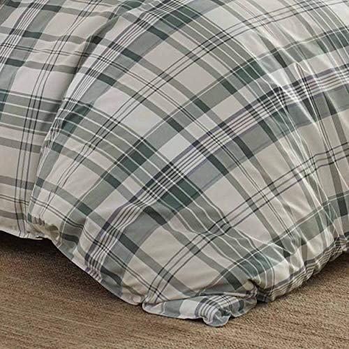 Image of Eddie Bauer - Queen Duvet Cover Set, Cotton Reversible Bedding with Matching Shams, Plaid Bedding Set (Timbers Evergreen, Queen)