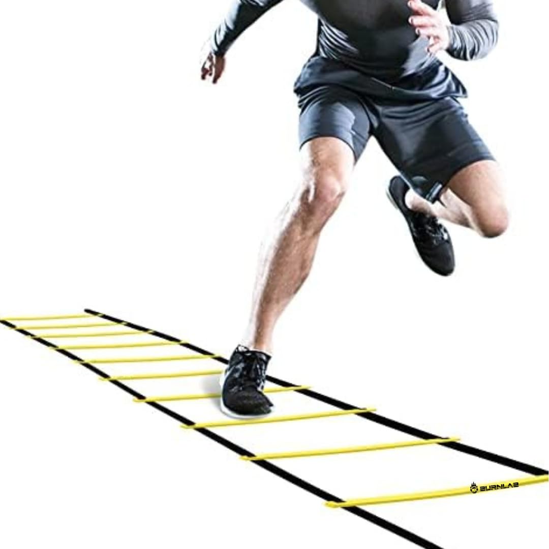 Burnlab Agility Ladder Set | 19.6 feet Long with Adjustable rungs | Comes with 4 Cones and 4 Nails (B09JSRR8TL) Amazon Price History, Amazon Price Tracker