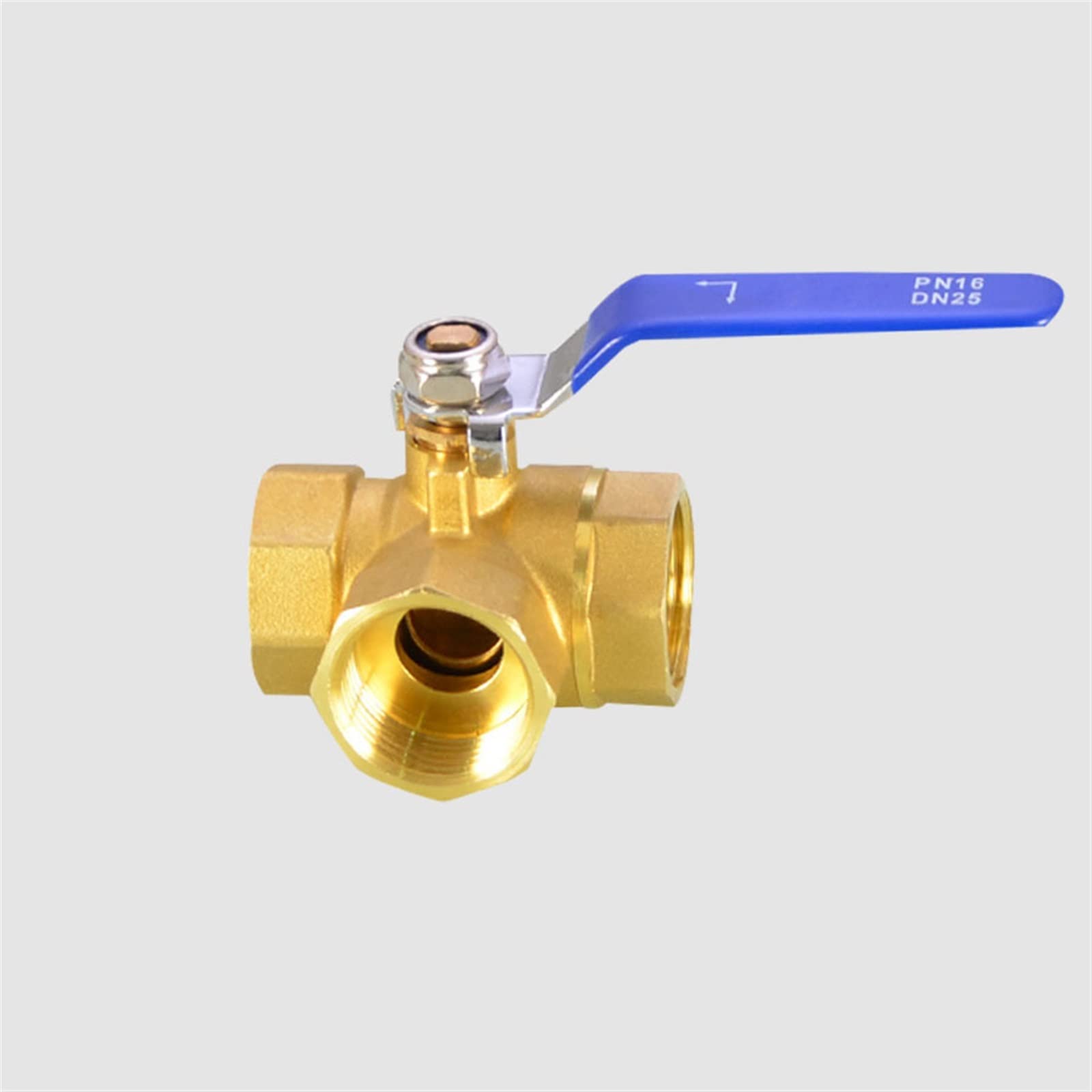 RCGKNNMUZ BSP Female Brass Full Port T-Port L-Port 3 Way Ball Valve Connector Adapter for Water Oil Air Gas 1Pcs(T-type,0.75 Inch)