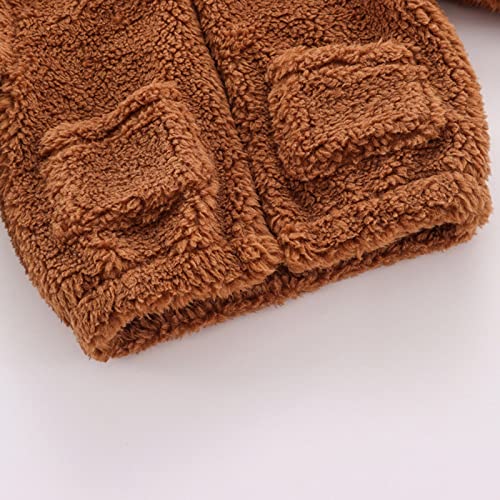 Thick Fleece Jacket for Kids Boys Girls Hooded Long Sleeve Zipper Teddy Outwear Winter Puffy Coat with Pocket3