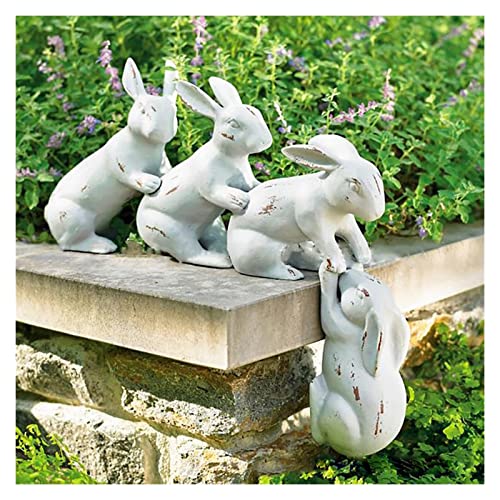 Sculpture lapin en résine aux finitions artisanales pour décoration chic