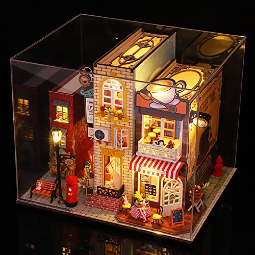 DIY Puppenhaus Miniatur-Holzmöbel-Set, Puppenhaus-Set mit staubdichter Abdeckung und Spieluhr, handgefertigtes Mini… – Bild 3