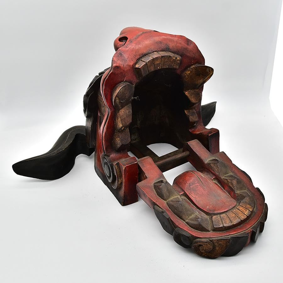 獅子頭 木彫り 飾り獅子頭 高さ約40cm 横約60㎝ 木彫 置物 Amazon.co.jp: 獅子頭 木彫り 飾り獅子頭 高さ約40cm 横約60㎝ 木彫