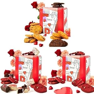 David’s Love Delights – Assorted Cookies (2Lbs) in a Love Tin + Love Cookie & Brownie Basket with Red Velvet Cookies & Chocolate-Covered Brownies + Melt-In-Your-Mouth Red Velvet Cookies (2Lbs)