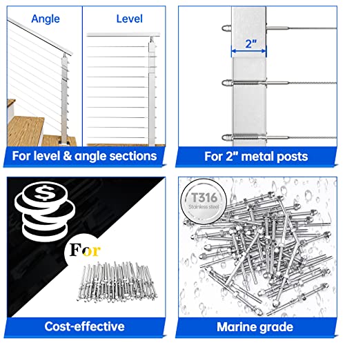 image for Muzata 40Pack Cable Railing Kit Hand Swage Threaded Stud Tensioner for