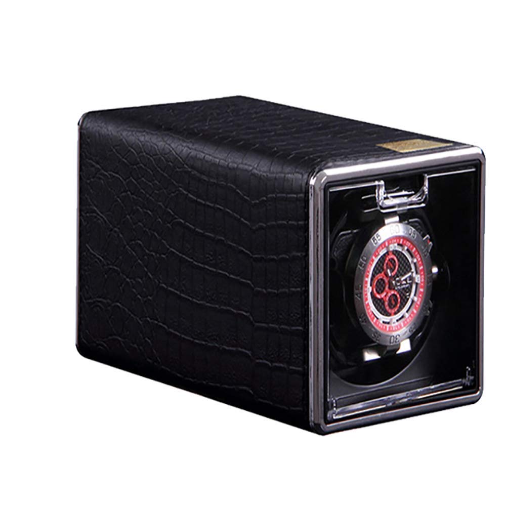 Enrollador de Reloj automático, Estuche enrollador automático de un Solo Reloj para 1 Reloj con Motor silencioso Caja de exhibición de Almacenamiento de Relojes giratorios (5) (4)