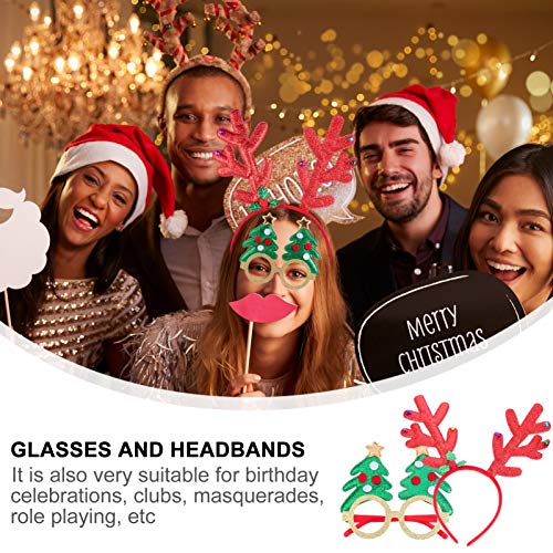 STOBOK 4 PeÃ§as de Tiaras de Natal Ã“culos de Natal Com Moldura de Chifre de Rena ChapÃ©us Fantasia